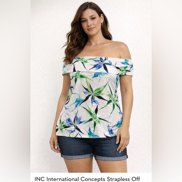 INC International Concepts Tops - INC Off Shoulder Floral Top | Spring Chic Size L